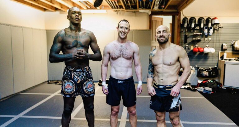 Entraînement de Zuckerberg avec Adesanya et Volkanovski