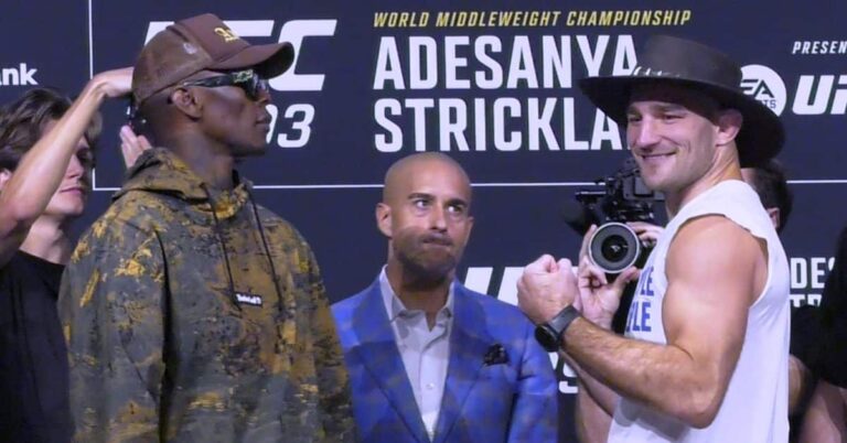 Adesanya contre.  Presseur d&rsquo;avant-combat de Strickland