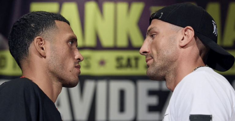 Benavidez regarde Gvozdyk lors du dernier presser