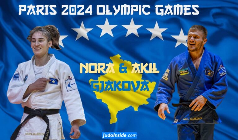 Porte-drapeaux en judo : Nora et Akil Gjakova (KOS)