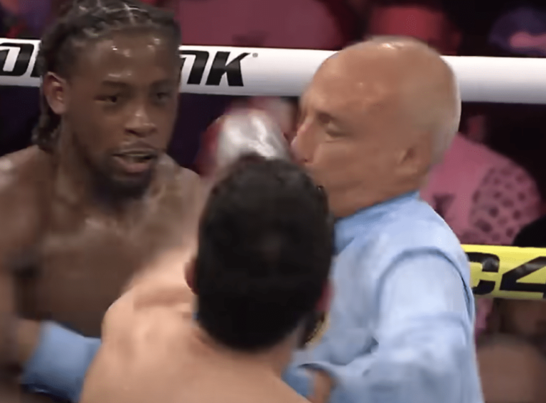 Un arbitre se fait frapper pendant le match Davis vs. Madueno