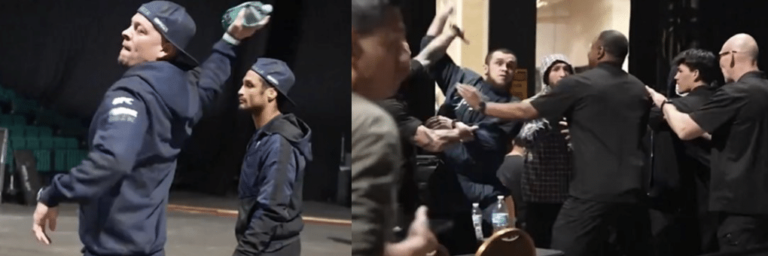 Nate Diaz jette une bouteille d'eau sur l'équipe d'Islam Makhachev
