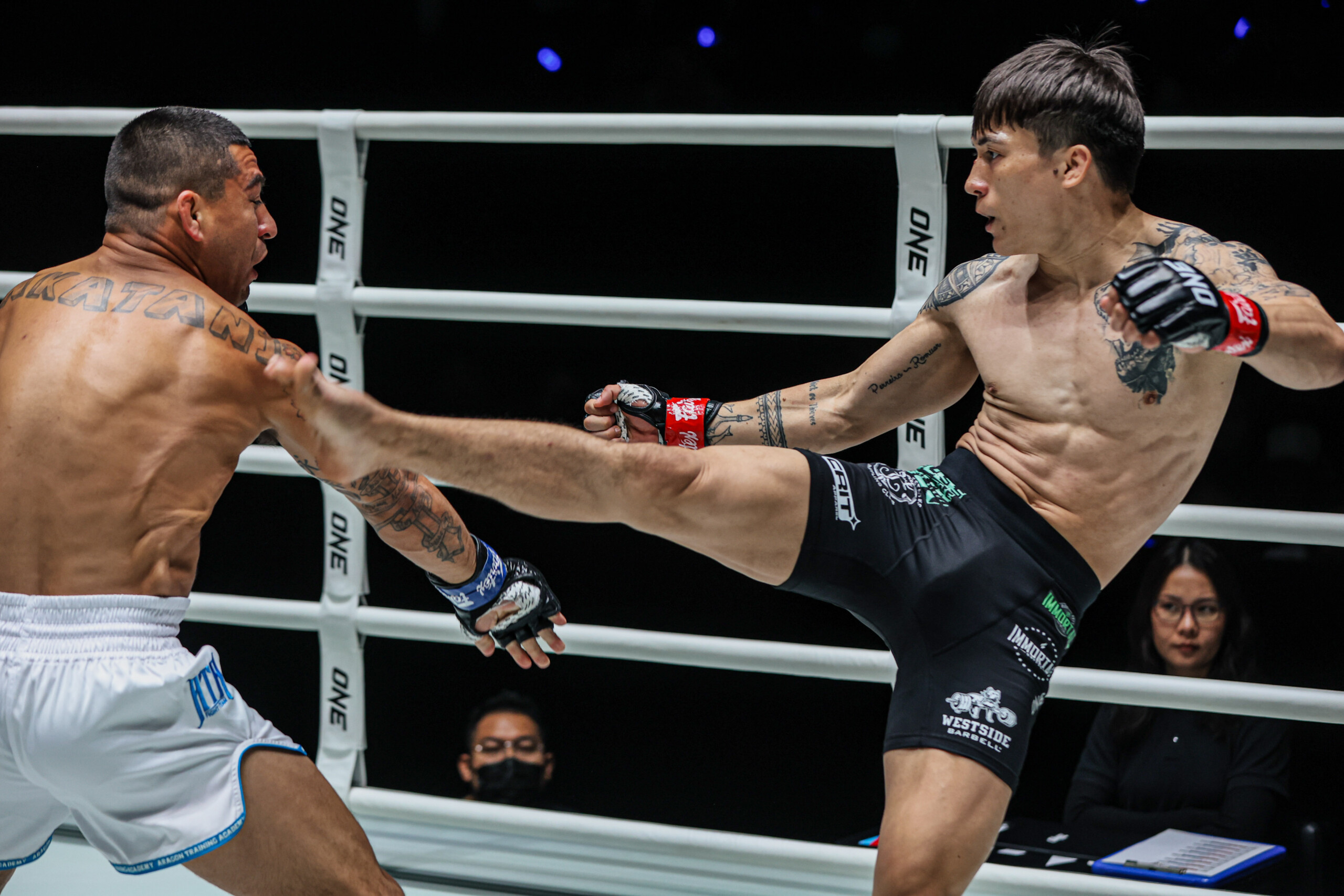 Joshua Perreira kicks Gilbert Nakatani at ONE Fight Night 42