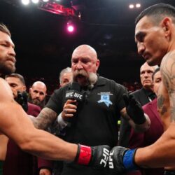 Conor McGregor se blesse à la jambe lors du premier tour du Main Event de l&rsquo;UFC 329 contre. Max Holloway