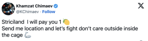 Khamzat Chimaev tweete